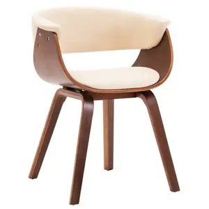 vidaXL Chaise à manger crème bois courbé et similicuir pas cher