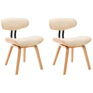 Comparateur de prix : vidaXL Chaises à manger lot de 2 crème bois courbé et similicuir