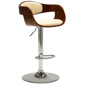 vidaXL Tabouret de bar Crème Bois courbé et similicuir pas cher