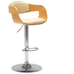 vidaXL Tabouret de bar Crème Bois courbé et similicuir pas cher