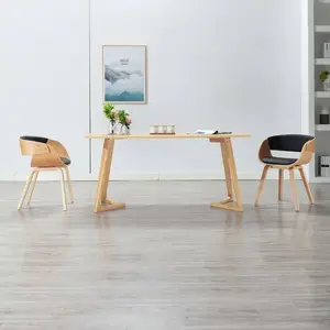 vidaXL Chaise de salle à manger Noir Bois courbé et similicuir pas cher