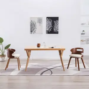 Comparateur de prix : vidaXL Chaises à manger lot de 2 crème bois courbé et similicuir