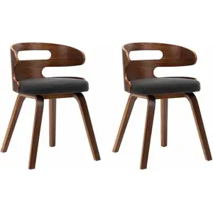 Comparateur de prix : vidaXL Chaises à manger lot de 2 gris foncé bois courbé et tissu