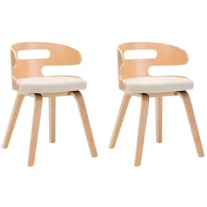 Comparateur de prix : vidaXL Chaises à manger lot de 2 crème bois courbé et similicuir