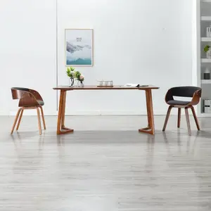 vidaXL Chaise de salle à manger Gris Bois courbé et tissu pas cher