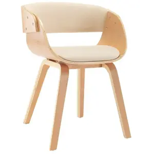 vidaXL Chaise à manger Crème Bois courbé et similicuir pas cher