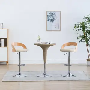 Comparateur de prix : vidaXL Tabourets de bar lot de 2 crème similicuir et bois courbé
