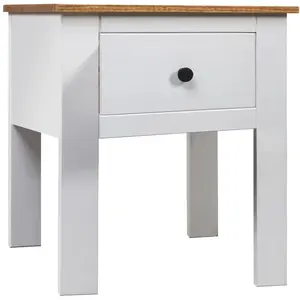 vidaXL Table de chevet Blanc 46x40x57 cm Pin Gamme Panama pas cher