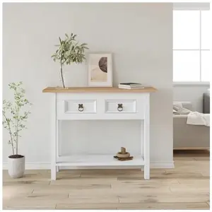 Comparateur de prix : vidaXL Table console Gamme Corona Pin mexicain Blanc 90x34,5x73 cm
