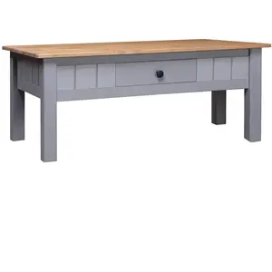 vidaXL Table basse Gris 100x60x43,5 cm Pin massif Assortiment Panama pas cher