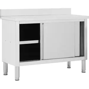 Comparateur de prix : vidaXL Table de travail avec portes coulissantes 120x50x(95-97)cm Inox