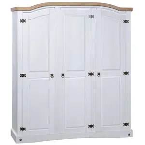 Comparateur de prix : vidaXL Garde-robe avec 3 portes Gamme Corona pin mexicain Blanc