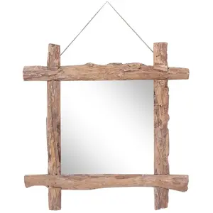 Comparateur de prix : vidaXL Miroir à bûches Naturel 70x70 cm Bois de récupération massif