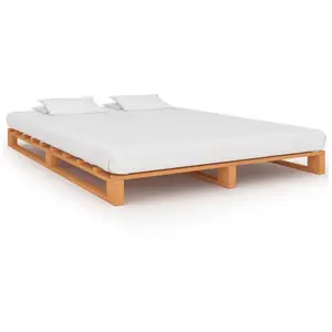 vidaXL Cadre de lit de palette Marron Bois de pin massif 160 x 200 cm pas cher