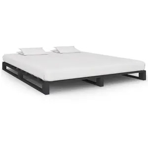 vidaXL Cadre de lit de palette Gris Bois de pin massif 200 x 200 cm pas cher