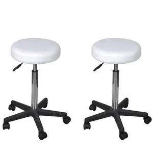 Tabourets de bureau 2 pcs Blanc 35,5x84 cm Similicuir Vidaxl White pas cher