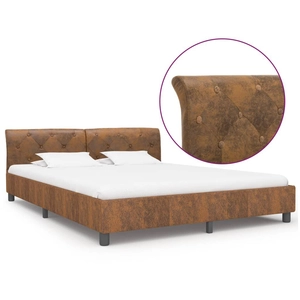 vidaXL Cadre de lit Marron Similicuir daim 160 x 200 cm pas cher