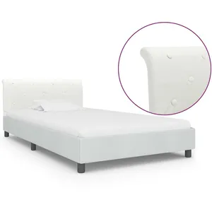 vidaXL Cadre de lit Blanc Similicuir 100 x 200 cm pas cher