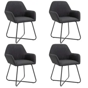 vidaXL Chaises à manger lot de 4 noir tissu pas cher