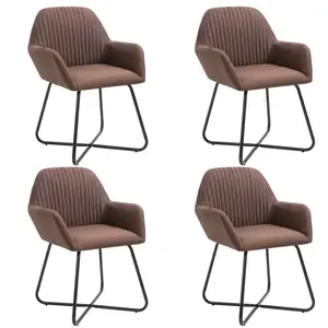vidaXL Chaises à manger lot de 4 marron tissu pas cher