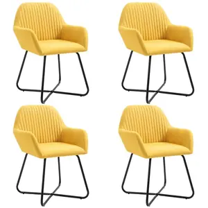 vidaXL Chaises à manger lot de 4 jaune tissu pas cher