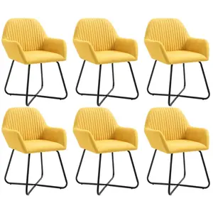 vidaXL Chaises à manger lot de 6 jaune tissu pas cher