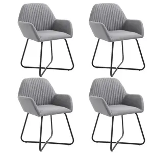 vidaXL Chaises à manger lot de 4 gris clair tissu pas cher
