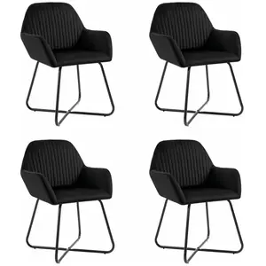 vidaXL Chaises à manger lot de 4 Noir Velours pas cher