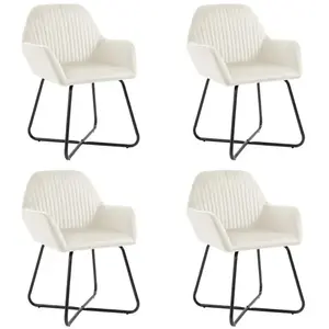 vidaXL Chaises à manger lot de 4 Crème Velours pas cher
