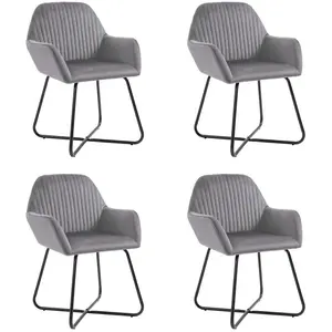 vidaXL Chaises à manger lot de 4 gris velours pas cher