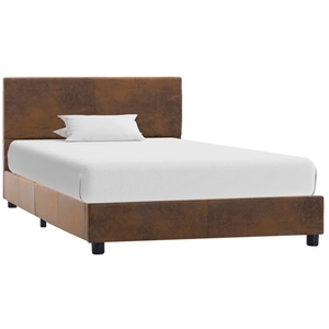 vidaXL Cadre de lit Marron Similicuir daim 100 x 200 cm pas cher