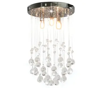 Comparateur de prix : vidaXL Plafonnier avec perles de cristal Argenté Sphère 3 ampoules G9
