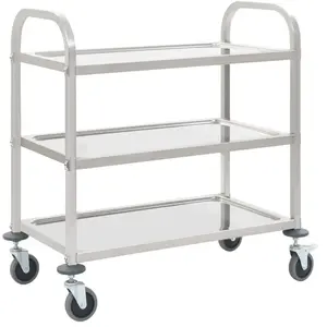 Comparateur de prix : vidaXL Chariot de cuisine à 3 niveaux 95x45x83,5 cm Acier inoxydable