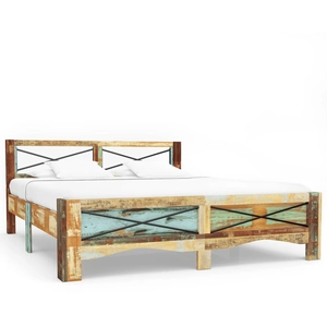 vidaXL Cadre de lit Bois de récupération massif 140 x 200 cm pas cher
