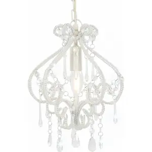 Comparateur de prix : vidaXL Plafonnier avec perles Blanc Rond E14