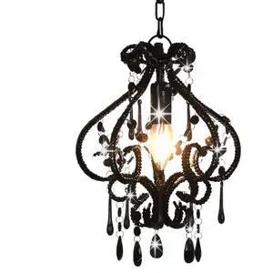 Comparateur de prix : vidaXL Plafonnier avec perles Noir Rond E14