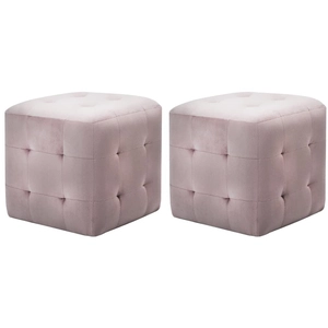 vidaXL 2 pcs Tables de chevet Rose 30x30x30 cm Tissu velours pas cher