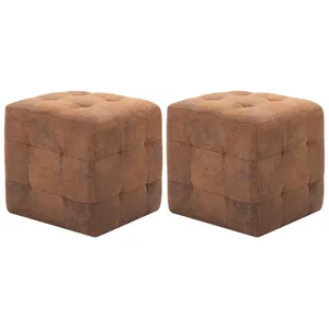 vidaXL 2 pcs Tables de chevet Marron 30x30x30 cm Similicuir daim pas cher