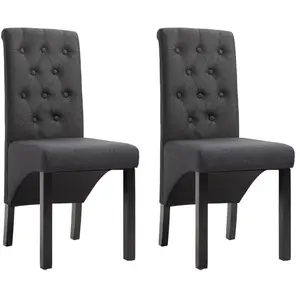 vidaXL Chaises à manger lot de 2 gris foncé tissu pas cher