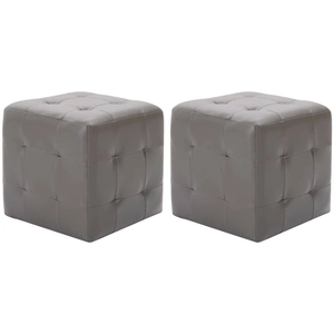 vidaXL 2 pcs Tables de chevet Gris 30x30x30 cm Similicuir pas cher
