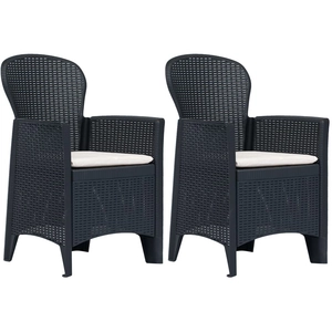 vidaXL Chaises de jardin lot de 2 avec coussin Anthracite Plastique pas cher