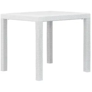 vidaXL Table de jardin Blanc 79x79x72 cm Plastique Aspect de rotin pas cher
