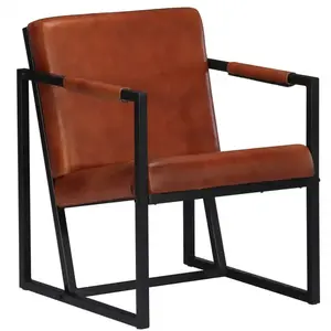 vidaXL Fauteuil marron cuir véritable pas cher
