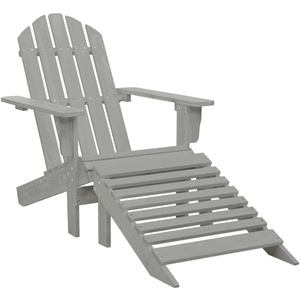 vidaXL Chaise de jardin avec pouf Bois Gris pas cher