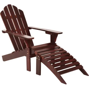 vidaXL Chaise de jardin avec pouf Bois Marron pas cher