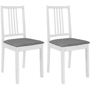 Comparateur de prix : vidaXL Chaises à manger avec coussins lot de 2 blanc bois solide