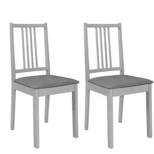 Comparateur de prix : vidaXL Chaises à manger avec coussins lot de 2 gris bois solide