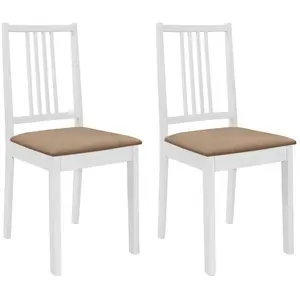 Comparateur de prix : vidaXL Chaises à manger avec coussins lot de 2 blanc bois solide
