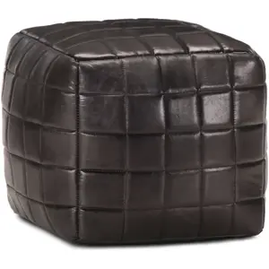 Comparateur de prix : vidaXL Pouf 40 x 40 x 40 cm Noir Cuir véritable de chèvre