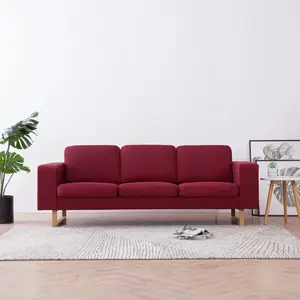 vidaXL Canapé à 3 places Tissu Rouge bordeaux pas cher